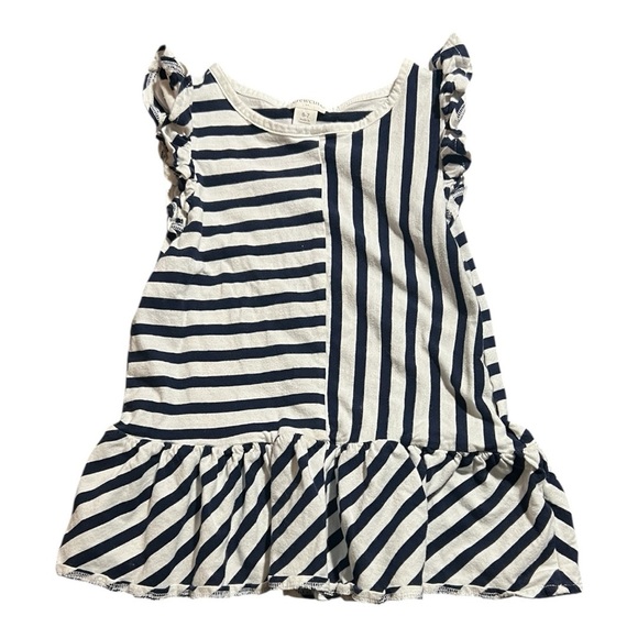 Crewcuts navy and White with Peplum Ruffle t-shirt- size 6-7 - Picture 1 of 3